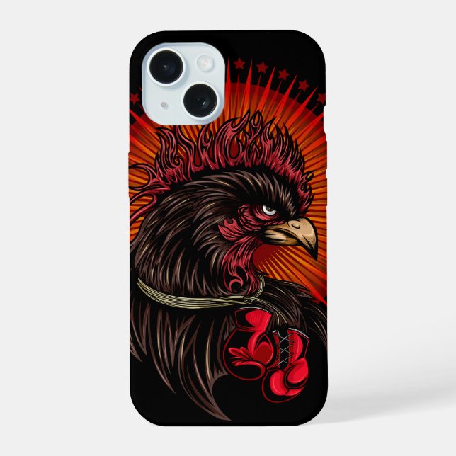 Boxing Rooster iPhone 15 Case (Back)