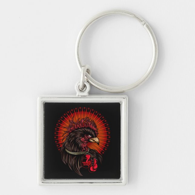 Boxing Rooster Keychain (Front)