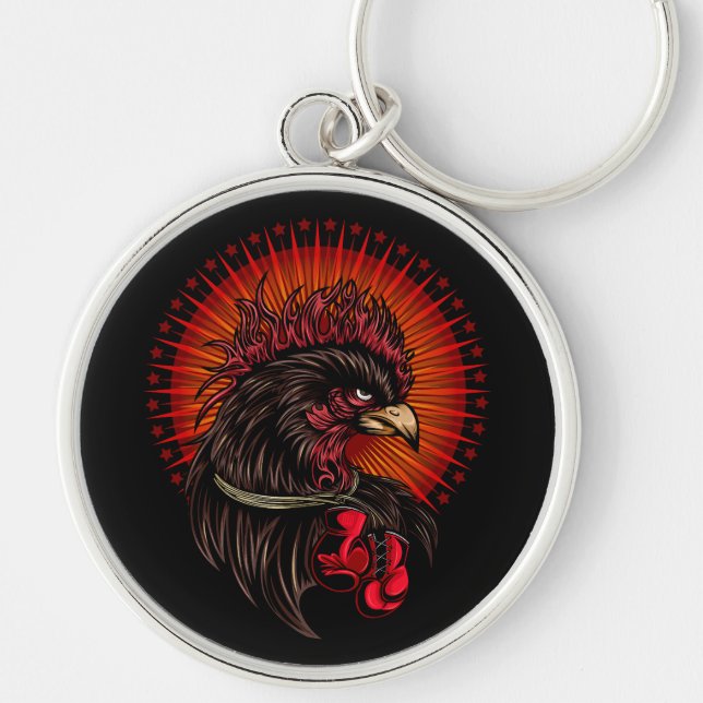 Boxing Rooster Keychain (Front)