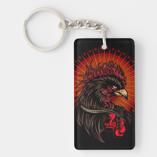 Boxing Rooster Keychain (Front)