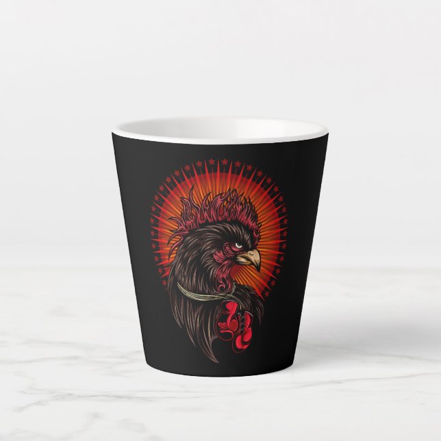 Boxing Rooster Latte Mug (Front)