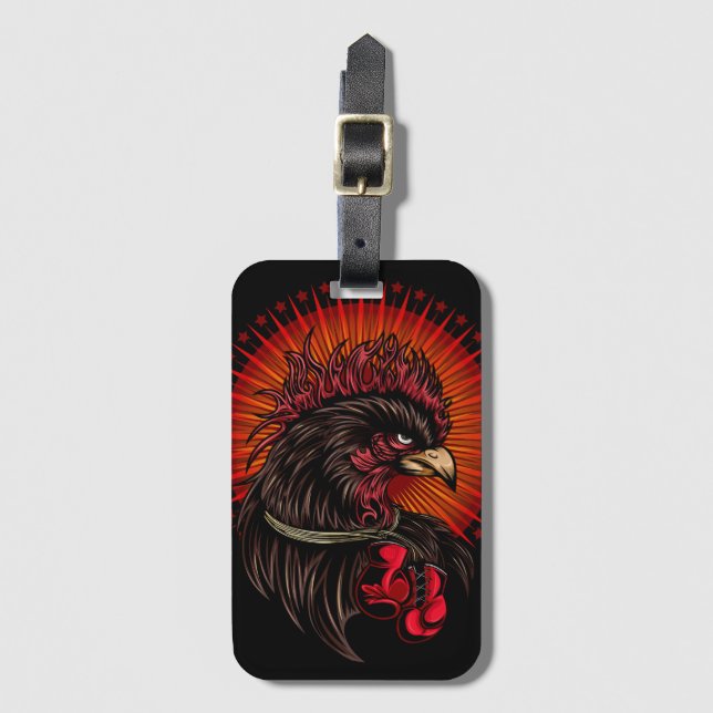 Boxing Rooster Luggage Tag (Front Vertical)