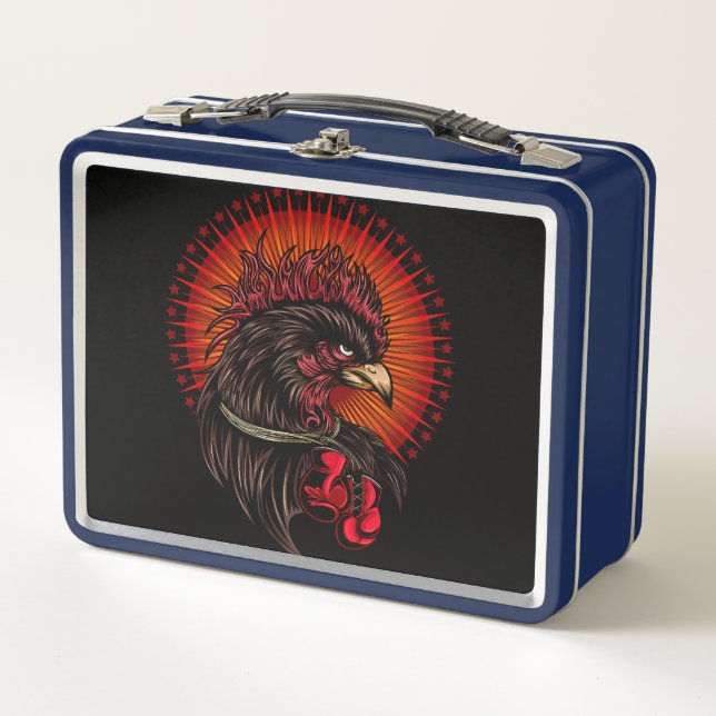 Boxing Rooster Metal Lunch Box (Front)