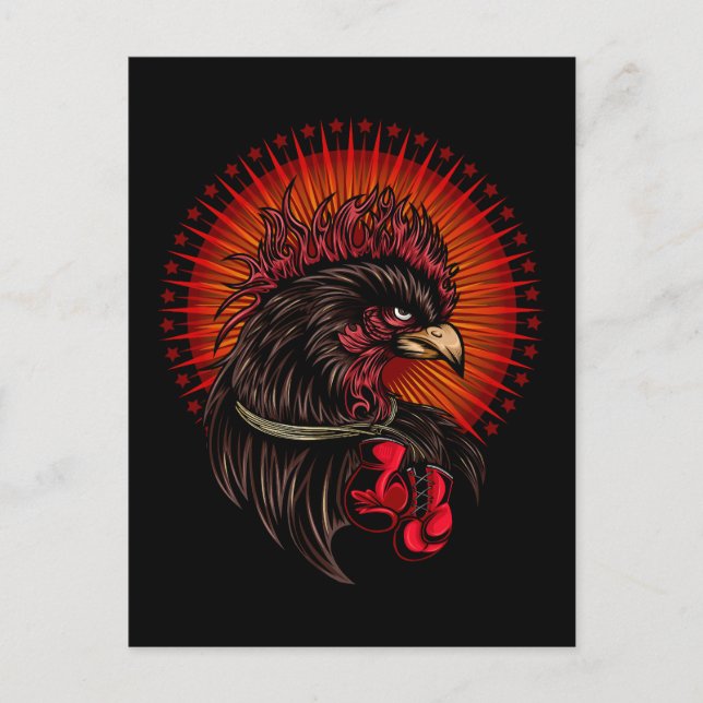 Boxing Rooster Postcard (Front)