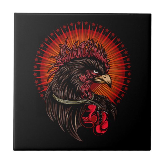 Boxing Rooster Tile (Front)