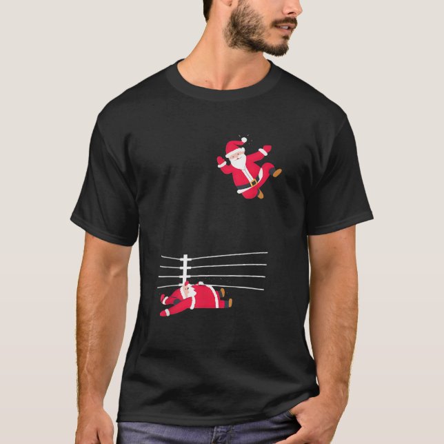 Boxing Santa Claus Boxer Lights Santa Snow Boxing  T-Shirt (Front)