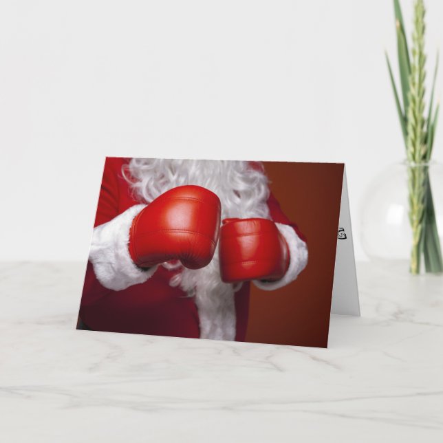 Boxing Santa Claus Funny Card (Front)