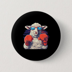 Boxing Sheep Lamb Boxing Gloves Kickboxing Funny B 2 Inch Round Button