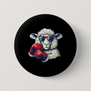 Boxing Sheep Lamb Boxing Gloves Kickboxing Funny B 2 Inch Round Button