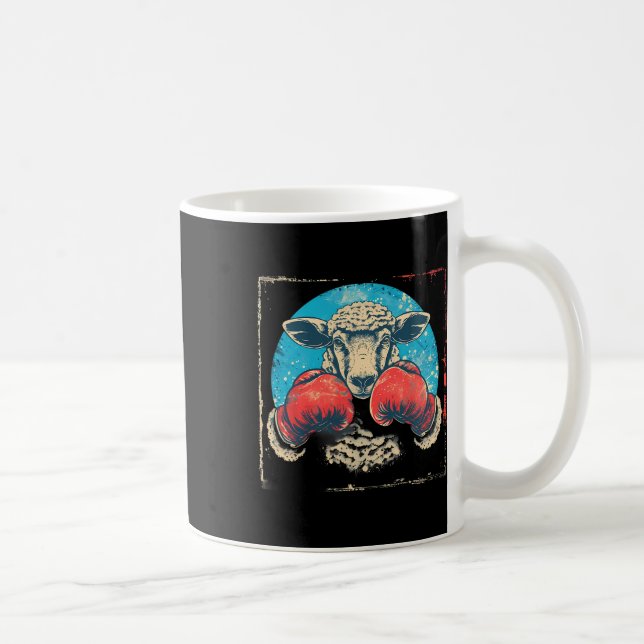 Boxing Sheep Lamb Boxing Gloves Kickboxing Funny B Coffee Mug (Right)