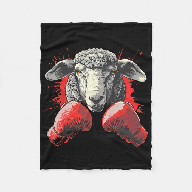 Boxing Sheep Lamb Boxing Gloves Kickboxing Funny B Fleece Blanket (Front)
