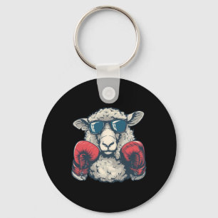 Boxing Sheep Lamb Boxing Gloves Kickboxing Funny B Keychain