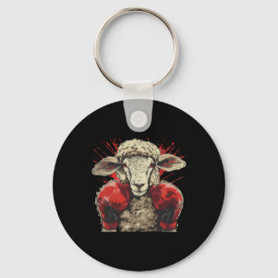 Boxing Sheep Lamb Boxing Gloves Kickboxing Funny B Keychain