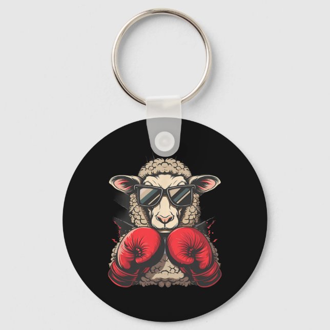 Boxing Sheep Lamb Boxing Gloves Kickboxing Funny B Keychain (Front)