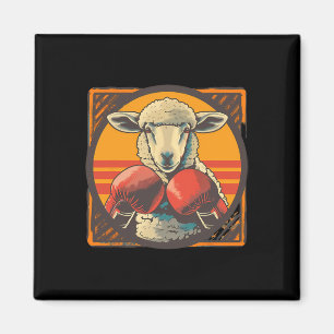 Boxing Sheep Lamb Boxing Gloves Kickboxing Funny B Magnet
