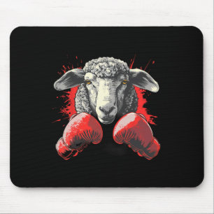 Boxing Sheep Lamb Boxing Gloves Kickboxing Funny B Mouse Pad