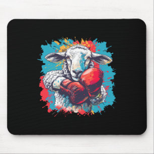 Boxing Sheep Lamb Boxing Gloves Kickboxing Funny B Mouse Pad