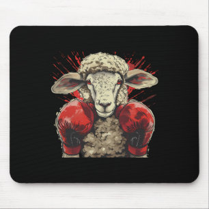 Boxing Sheep Lamb Boxing Gloves Kickboxing Funny B Mouse Pad