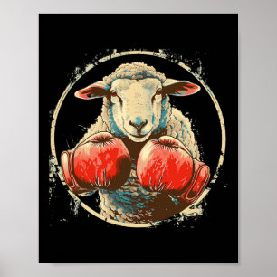 Boxing Sheep Lamb Boxing Gloves Kickboxing Funny B Poster