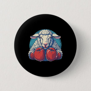 Boxing Sheep With Boxing Gloves Kickboxing Funny B 2 Inch Round Button