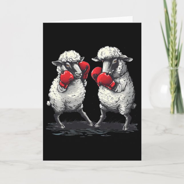 Boxing Sheep With Boxing Gloves Kickboxing Funny B Card (Front)