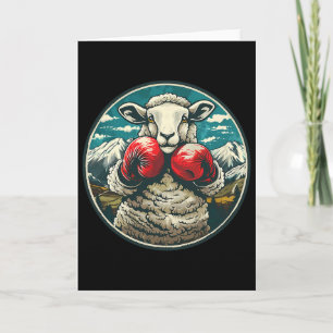 Boxing Sheep With Boxing Gloves Kickboxing Funny B Card