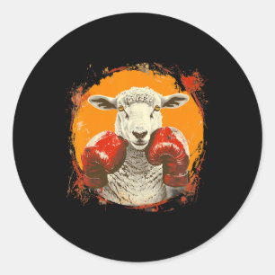 Boxing Sheep With Boxing Gloves Kickboxing Funny B Classic Round Sticker