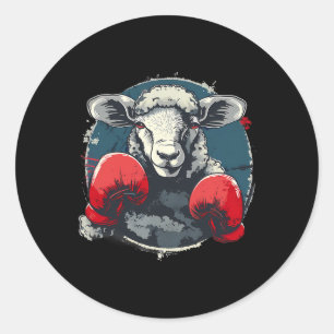 Boxing Sheep With Boxing Gloves Kickboxing Funny B Classic Round Sticker
