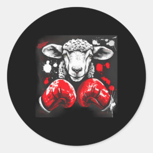 Boxing Sheep With Boxing Gloves Kickboxing Funny B Classic Round Sticker