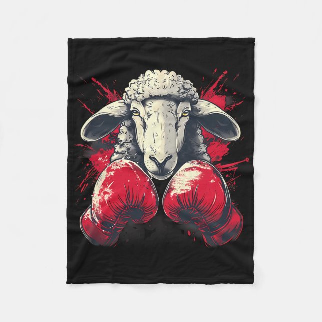 Boxing Sheep With Boxing Gloves Kickboxing Funny B Fleece Blanket (Front)