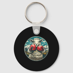 Boxing Sheep With Boxing Gloves Kickboxing Funny B Keychain