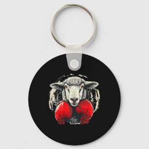 Boxing Sheep With Boxing Gloves Kickboxing Funny B Keychain