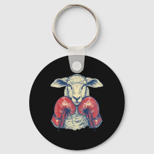 Boxing Sheep With Boxing Gloves Kickboxing Funny B Keychain