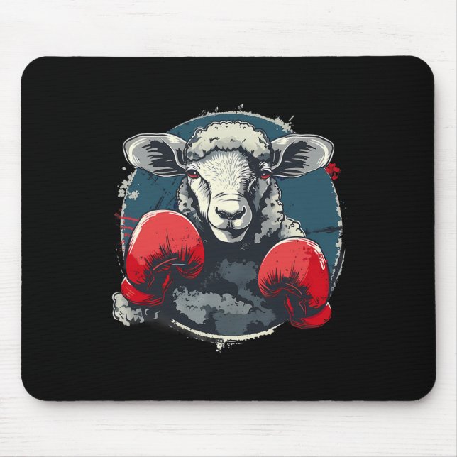 Boxing Sheep With Boxing Gloves Kickboxing Funny B Mouse Pad (Front)