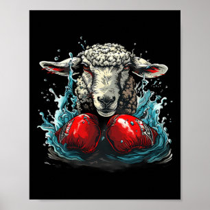 Boxing Sheep With Boxing Gloves Kickboxing Funny B Poster