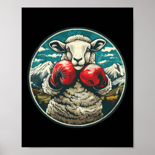 Boxing Sheep With Boxing Gloves Kickboxing Funny B Poster