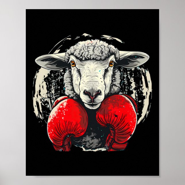Boxing Sheep With Boxing Gloves Kickboxing Funny B Poster (Front)