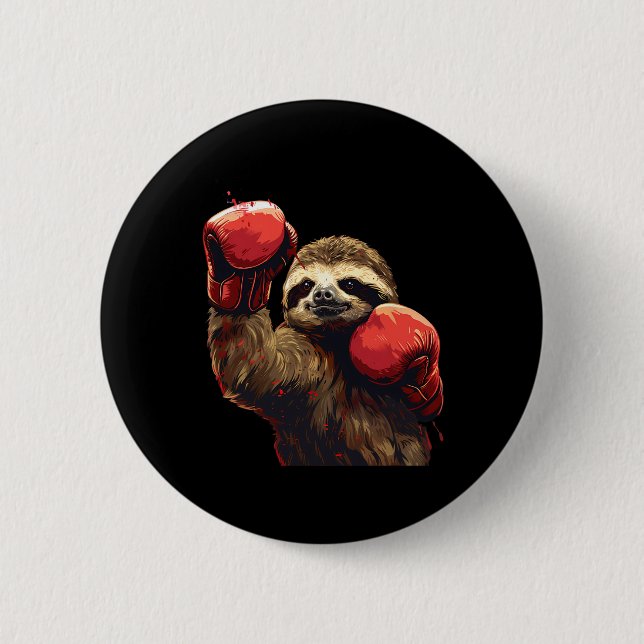 Boxing Sloth Lover Boxing Gloves Kickboxing Funny  2 Inch Round Button (Front)