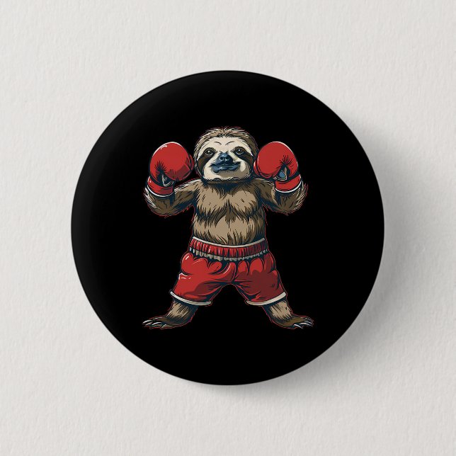 Boxing Sloth Lover Boxing Gloves Kickboxing Funny  2 Inch Round Button (Front)
