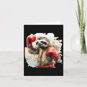 Boxing Sloth Lover Boxing Gloves Kickboxing Funny Card