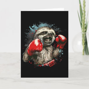 Boxing Sloth Lover Boxing Gloves Kickboxing Funny Card
