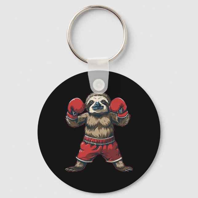 Boxing Sloth Lover Boxing Gloves Kickboxing Funny  Keychain (Front)
