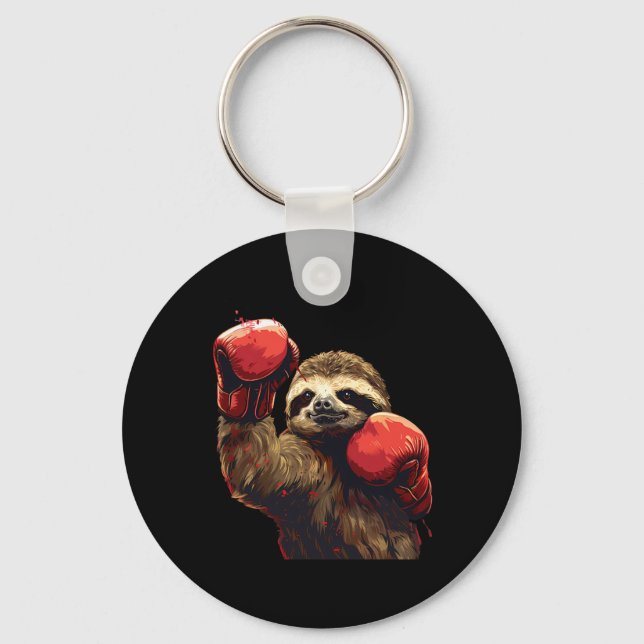 Boxing Sloth Lover Boxing Gloves Kickboxing Funny  Keychain (Front)