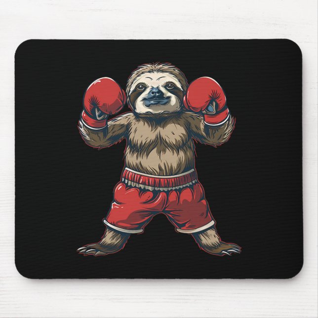 Boxing Sloth Lover Boxing Gloves Kickboxing Funny  Mouse Pad (Front)