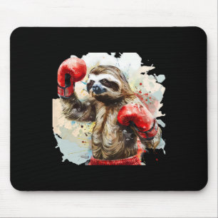 Boxing Sloth Lover Boxing Gloves Kickboxing Funny Mouse Pad
