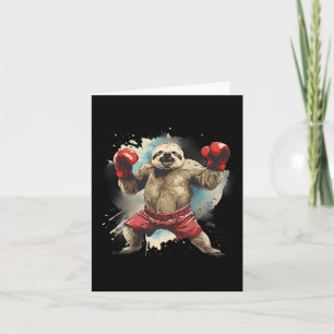 Boxing Sloth With Boxing Gloves Kickboxing Funny B Card