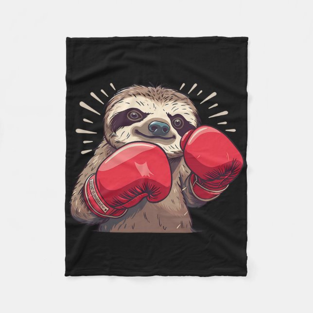 Boxing Sloth With Boxing Gloves Kickboxing Funny B Fleece Blanket (Front)