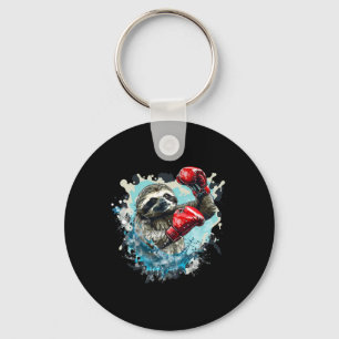 Boxing Sloth With Boxing Gloves Kickboxing Funny B Keychain