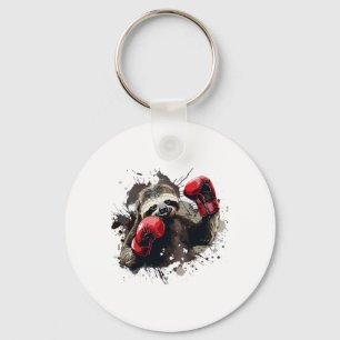 Boxing Sloth With Boxing Gloves Kickboxing Funny B Keychain