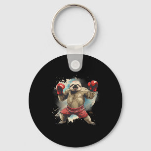 Boxing Sloth With Boxing Gloves Kickboxing Funny B Keychain